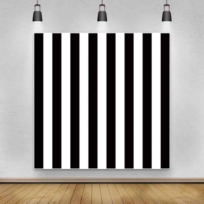 Laeacco 7x7ft Black and White Stripe Photo Backdrop Black Vertical Lines Striped Backdrops Birthday Party Banner Wedding Decoration Newborn Baby Shower Backdrop Children Kids Girls Photo Studio Props - Image 3